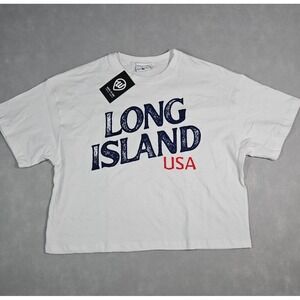 Where I'm From Womens Long Island USA Graphic Cropped T Shirt Size Small NWT